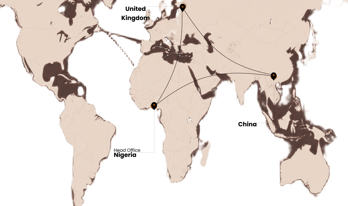 map of the world with markers of the company offices